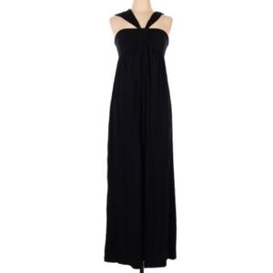 Splendid black supima cotton blend stretch halter maxi dress L